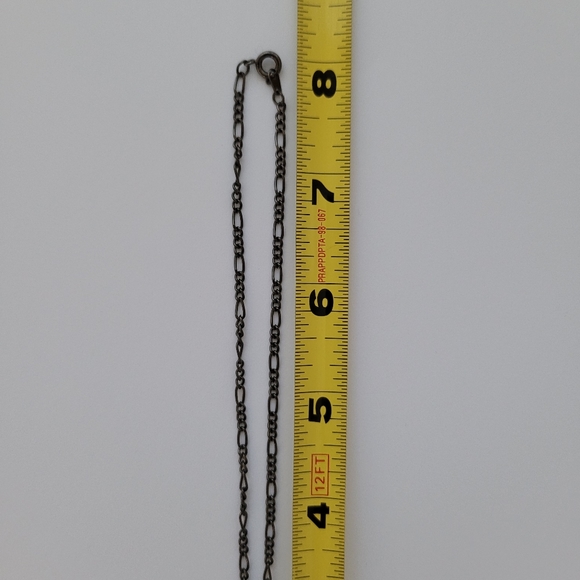 Dark Gun Metal Heart Necklace | Open Heart Pendant w/ 8" Chain - Picture 5 of 13